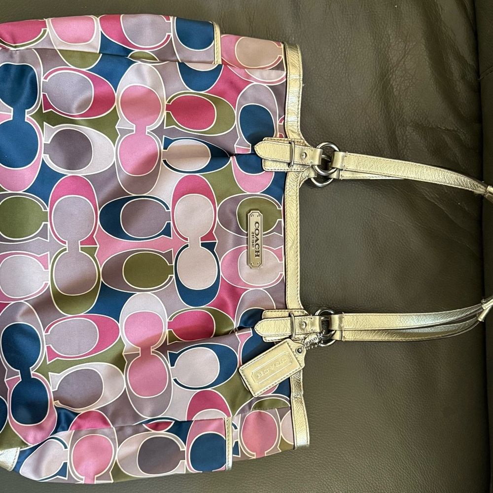Coach Pink and Blue Retro-Inspired Tote Bag
